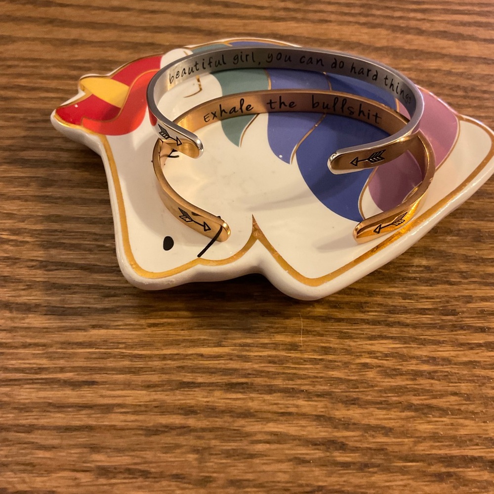 Fun inspirational 😊 cuff bracelets silver & gold